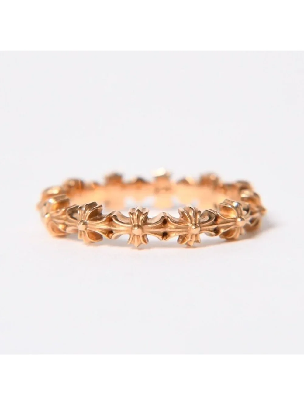 Chrome Hearts 22k Tiny CH Plus Band Ring 22k Gold